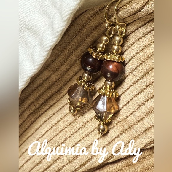 Alquimia Jewelry - Statement luxury tigers eye gold earrings